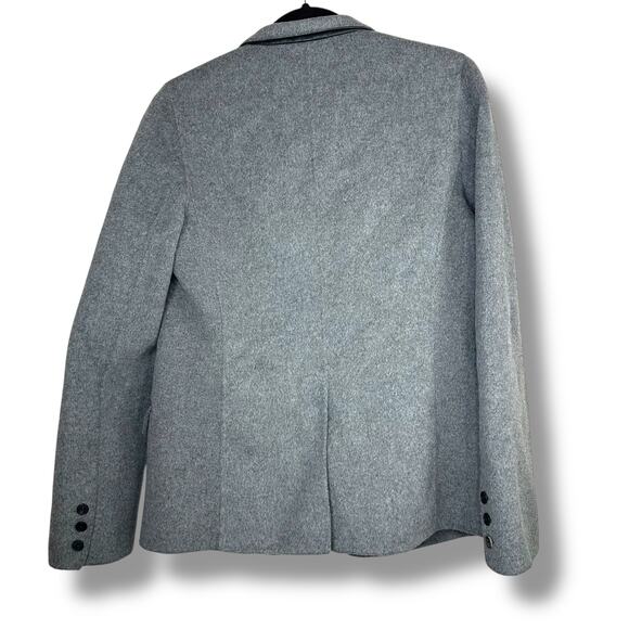 Vince NWOT Grey Buttoned Wool Blend Leather Trim Collar Button Blazer Size 10 - Picture 6 of 8